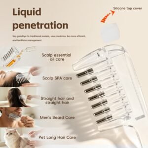 Refillable Scalp Oil Applicator Comb – 6 Roller-Ball Hair Oil & Serum Dispenser